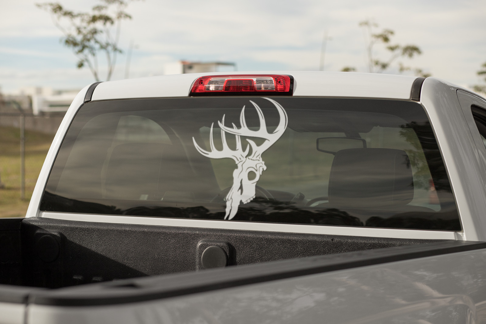 Deer Skull Truck Vinyl Decal Large Hunting Bumper Trailer Sticker Multiple Sizes