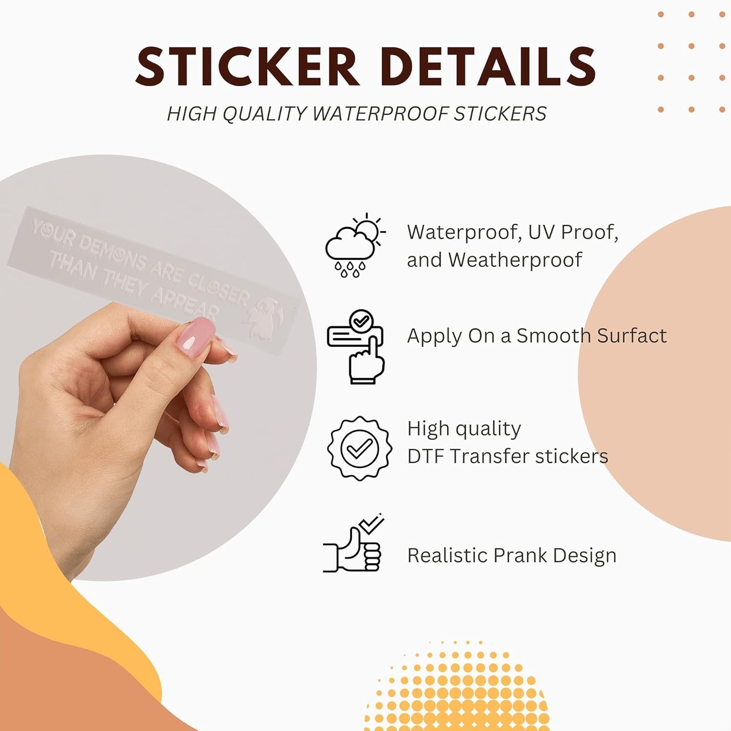 Your Demons White Halloween Vanity Mirror Decals – 2 pcs Funny Stickers, Rear…