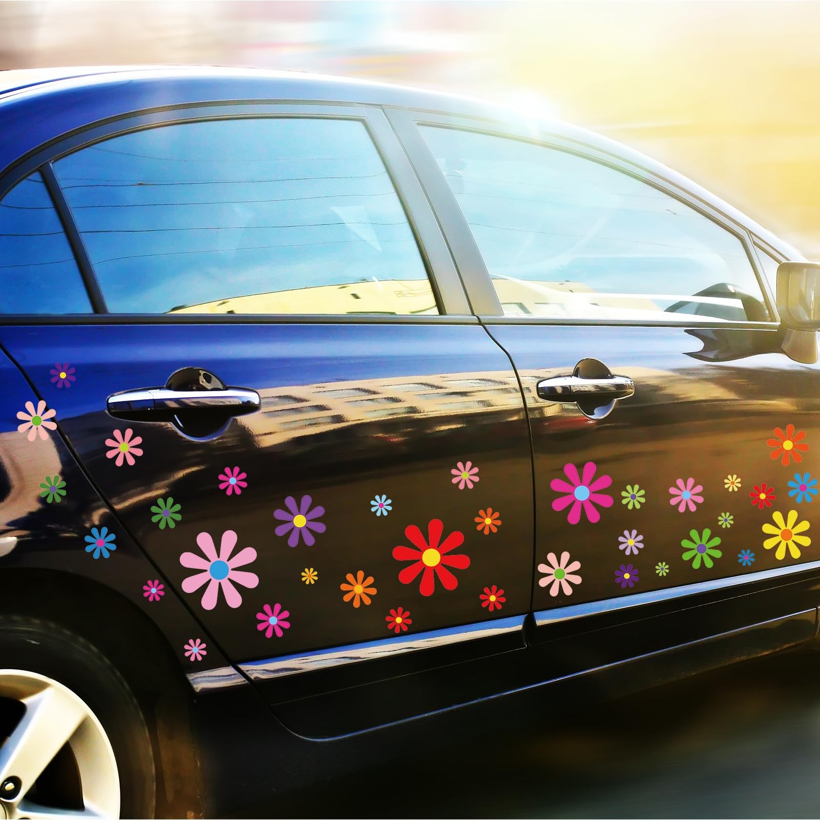 Fuutreo 12 Sheets Daisy Stickers 130 Pcs Flower Car Decals Daisy, Multicolor