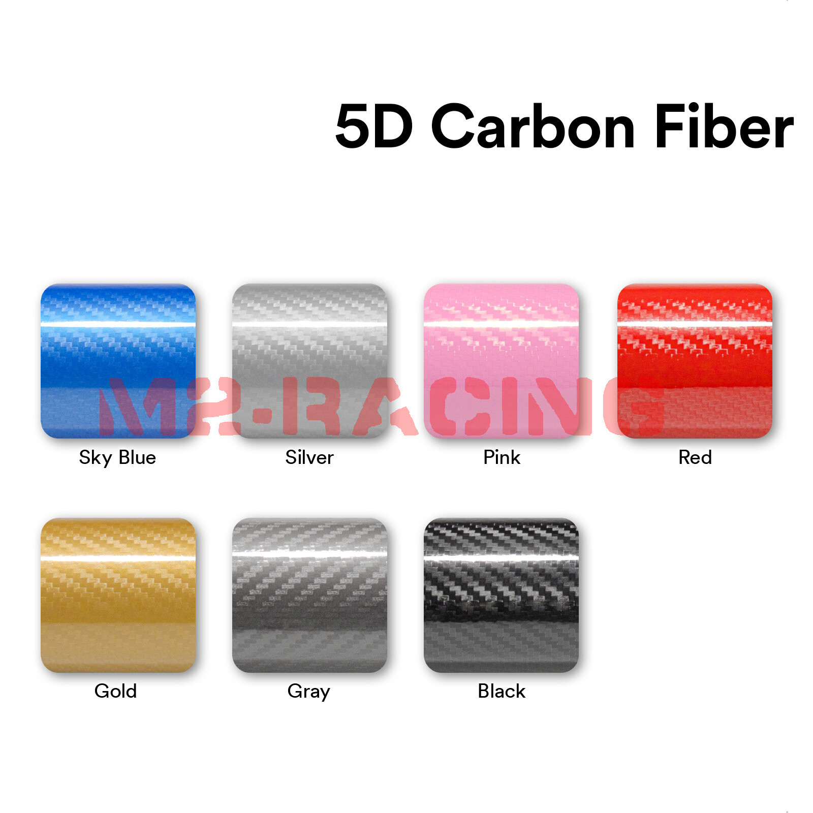 5D Carbon Fiber Black High Gloss Glossy Auto Vinyl Wrap Sticker Decal Sheet Film