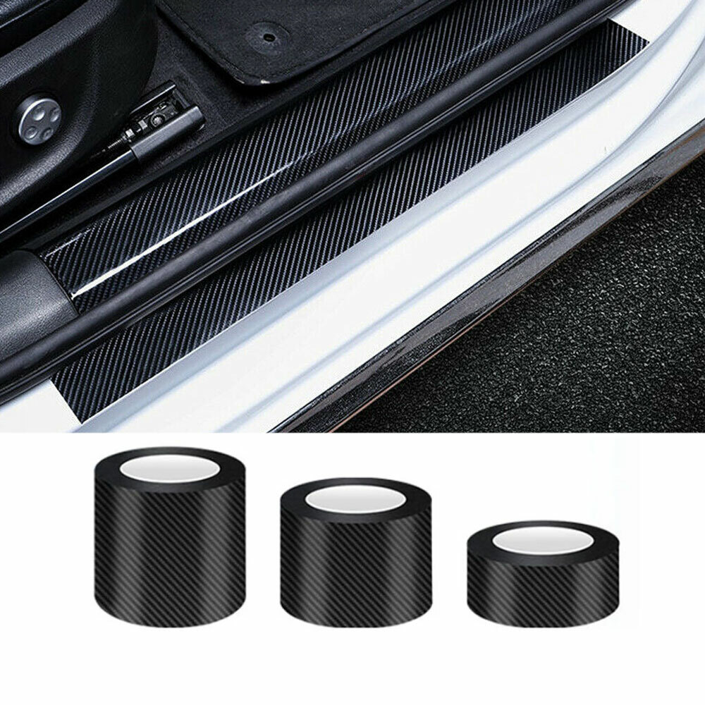 10ft Carbon Fiber Adhesive Tape Car Door Sill Protector Strip Anti Scratch Scuff