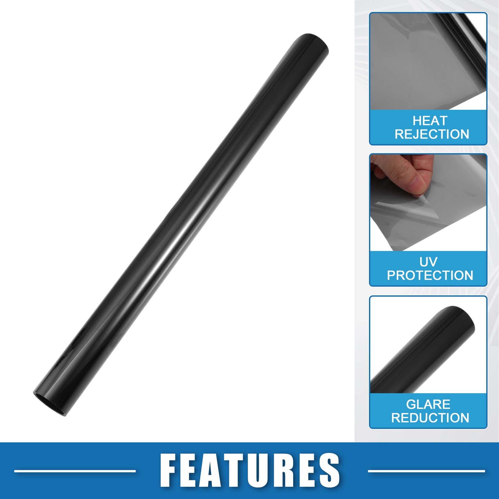 Automotive Window Tint Film 50% VLT 0.5x7m Heat Block Scratch Resistant Black