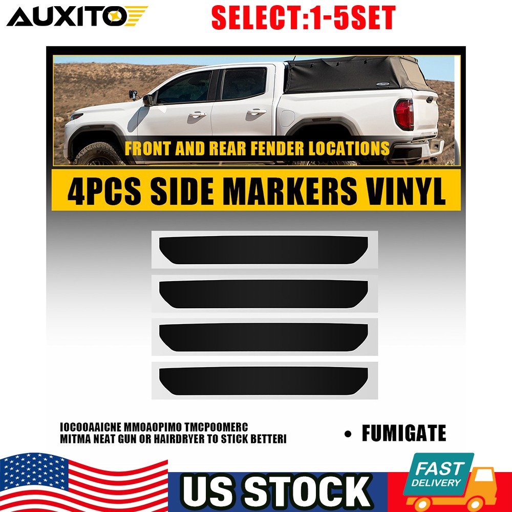For 2023 2024 25 GMC Canyon Fender Marker Light Smoke Black Vinyl Overlay 4-20X