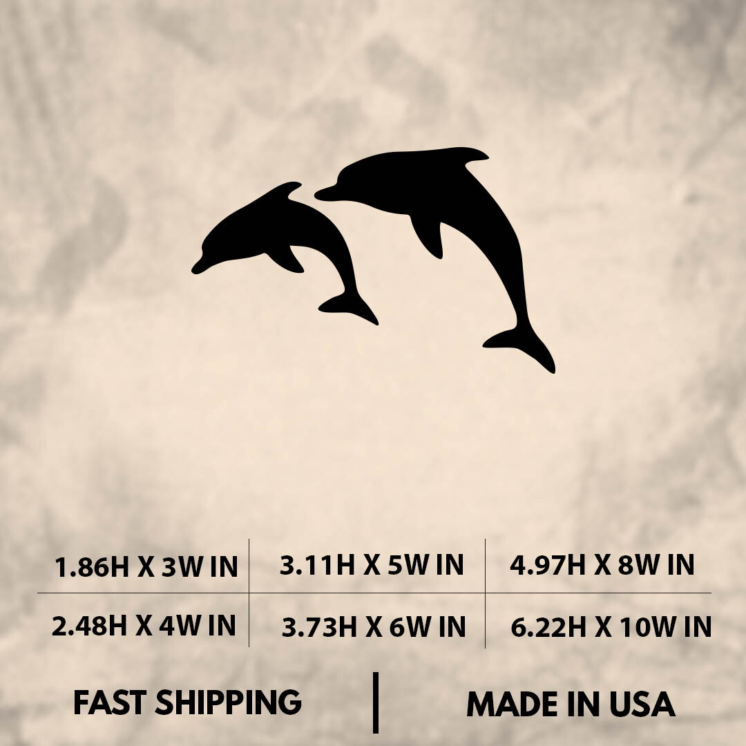 Dolphins Swimming|Cute|Silhouette|Vinyl Sticker|Decal for Window|Laptop|Car