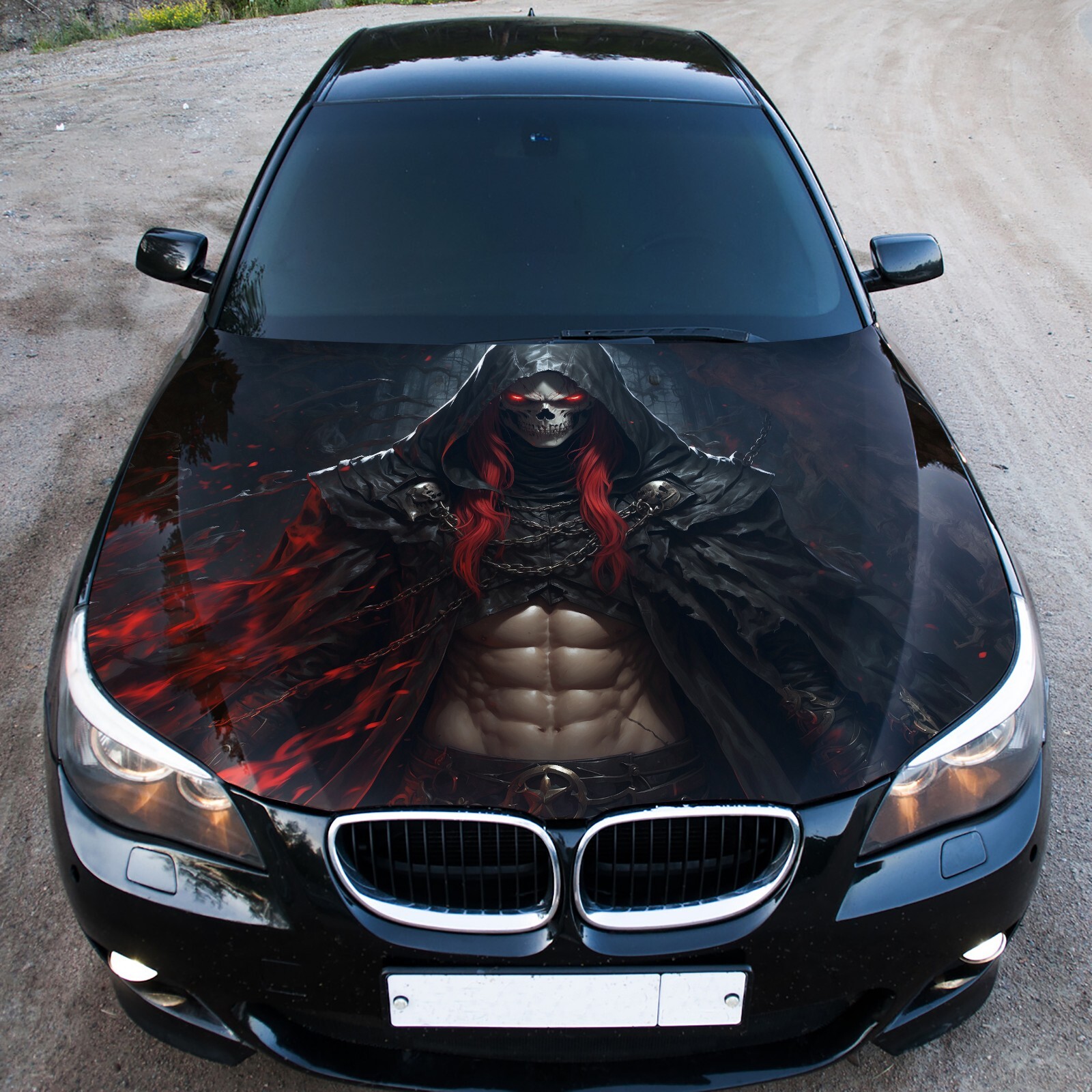 Skull Necromancer Car Hood Wrap Decal Vinyl Sticker Graphic For Car and Truck 3M