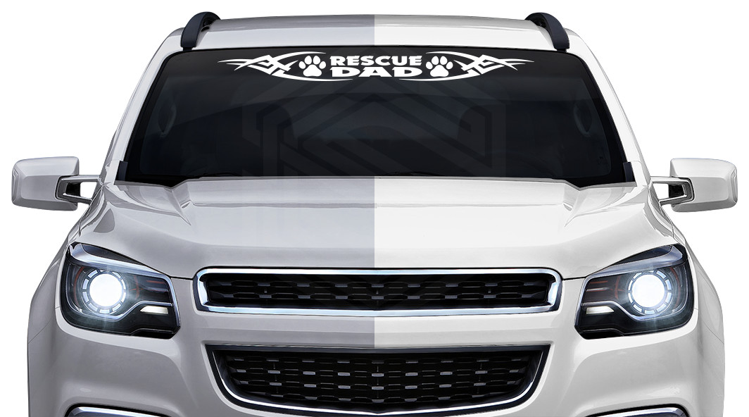 #106 RESCUE DAD Dog Paw Print Decal Sticker Windshield Window Vinyl Graphic Car