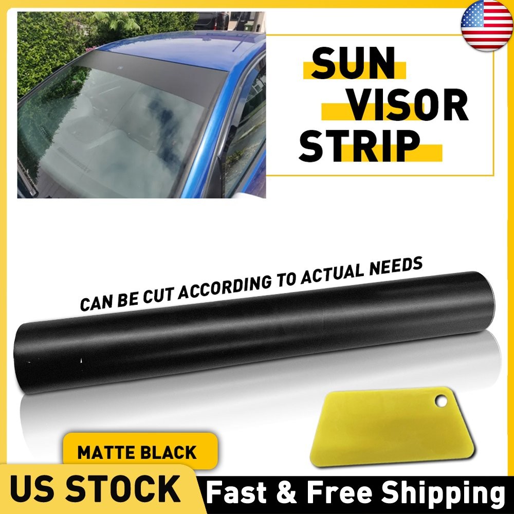 Car Sun Visor Strip Tint Film Front Windshield UV Shade Banner Accessories-Black