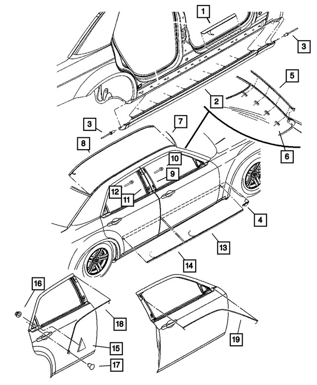 Genuine Mopar Front Door Applique Right 4806304AC