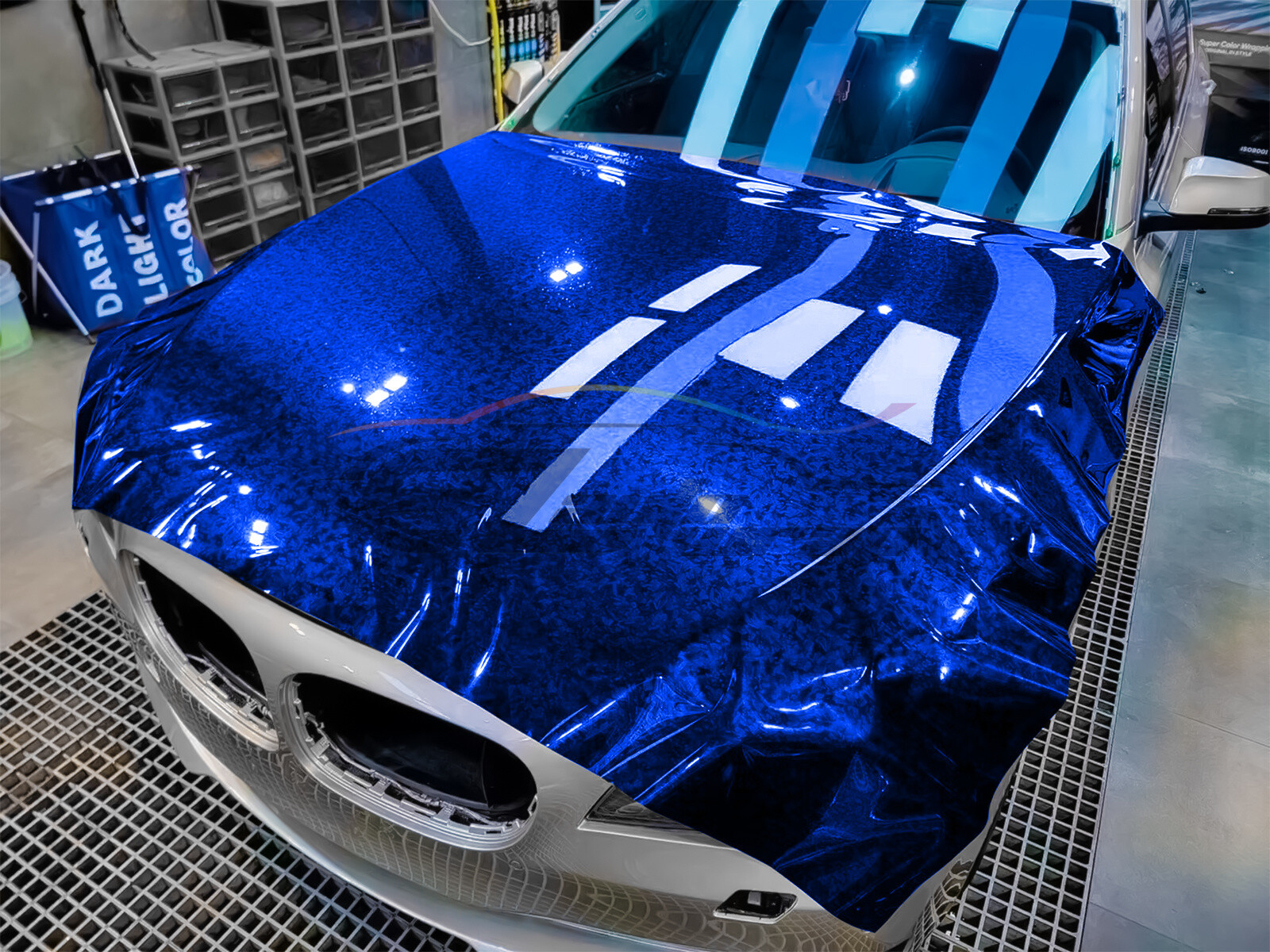 24K Chopped Forged Carbon Fiber Gloss Blue Car Vinyl Wrap Sticker Decal Sheet