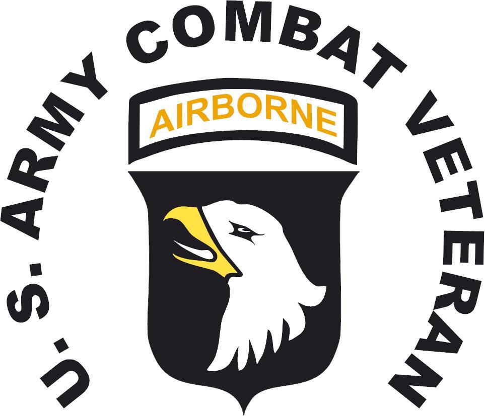 “U S ARMY COMBAT VETERAN 101 st ABN” 3 Mil Vinyl Sticker for Car/Truck Window