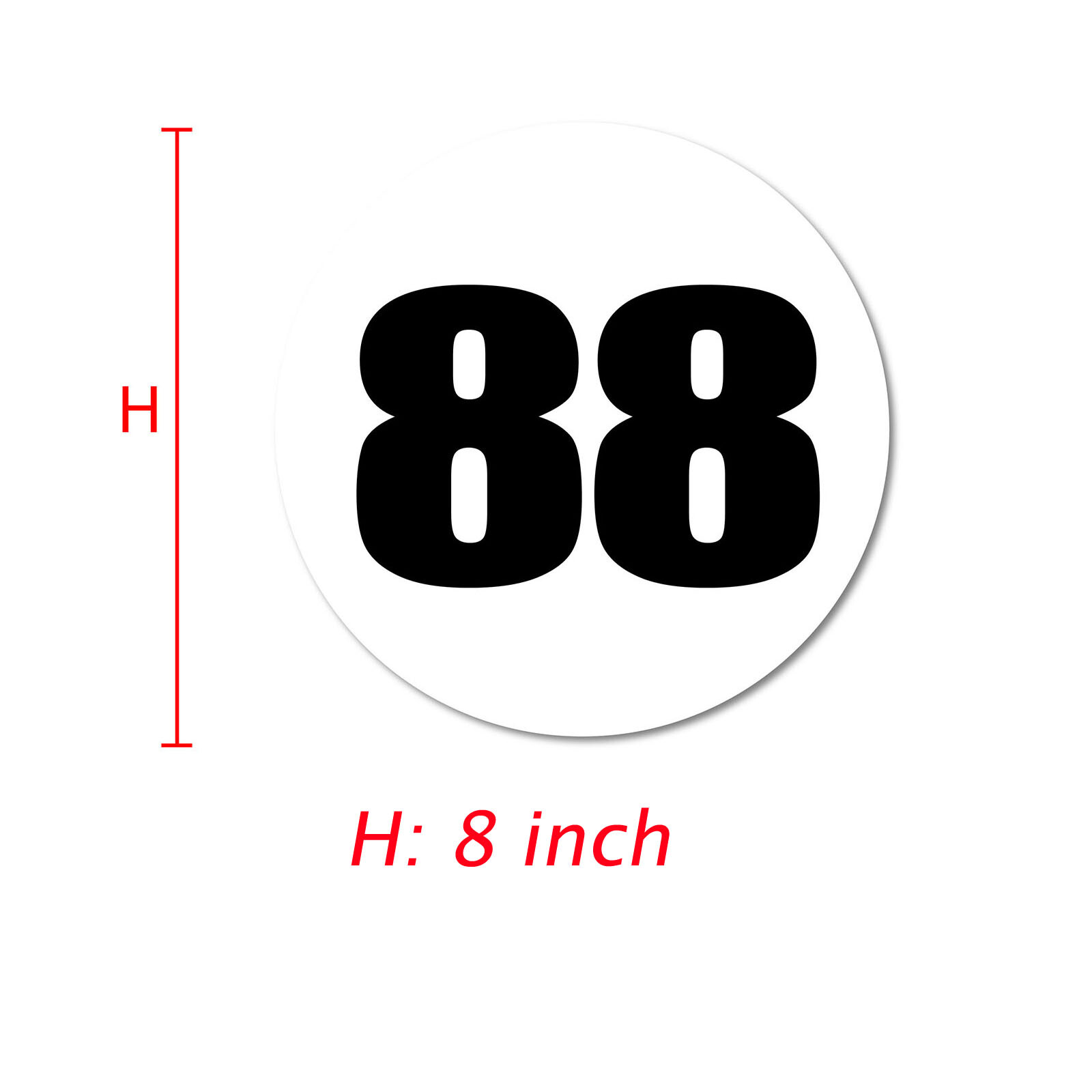 Custom Number Circle 8″ 10″ 12″ Glossy Matte Sticker Magnet Car Racing Door x2