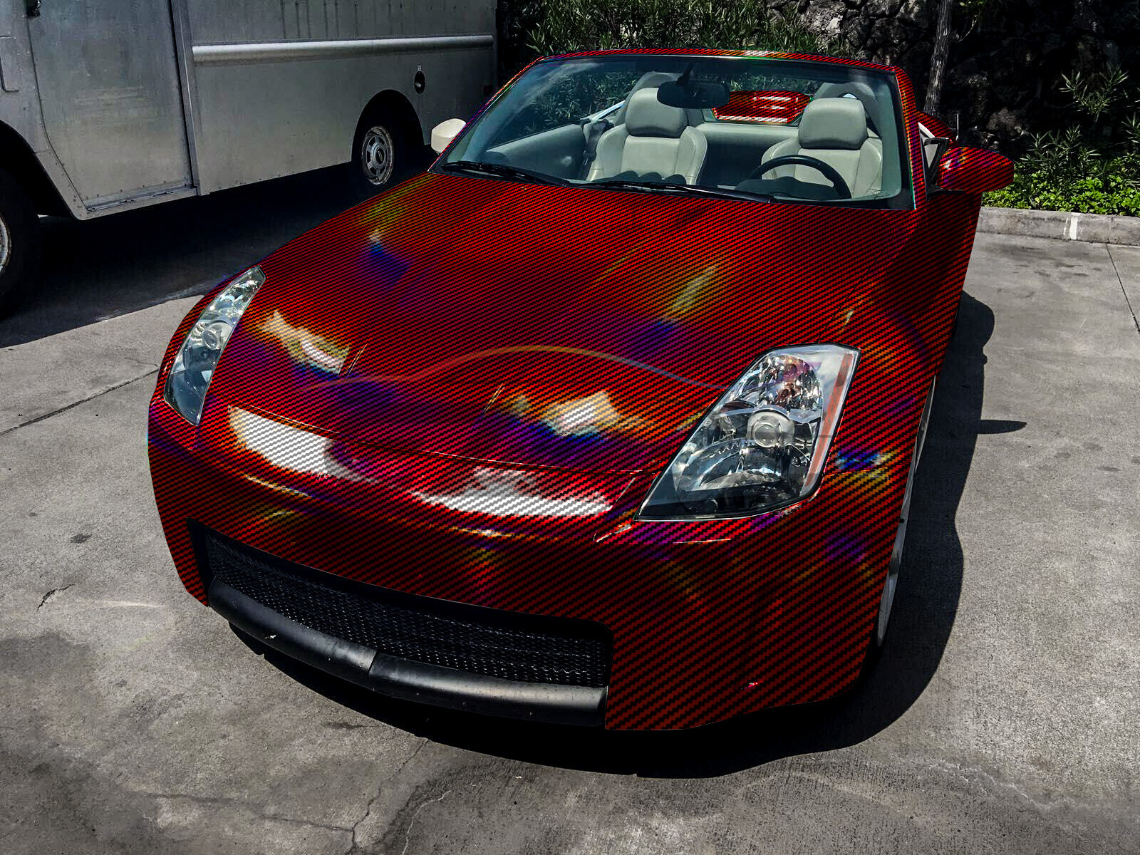 Holographic Carbon Fiber Red Laser Chrome Car Vinyl Wrap Sheet Decal Sticker