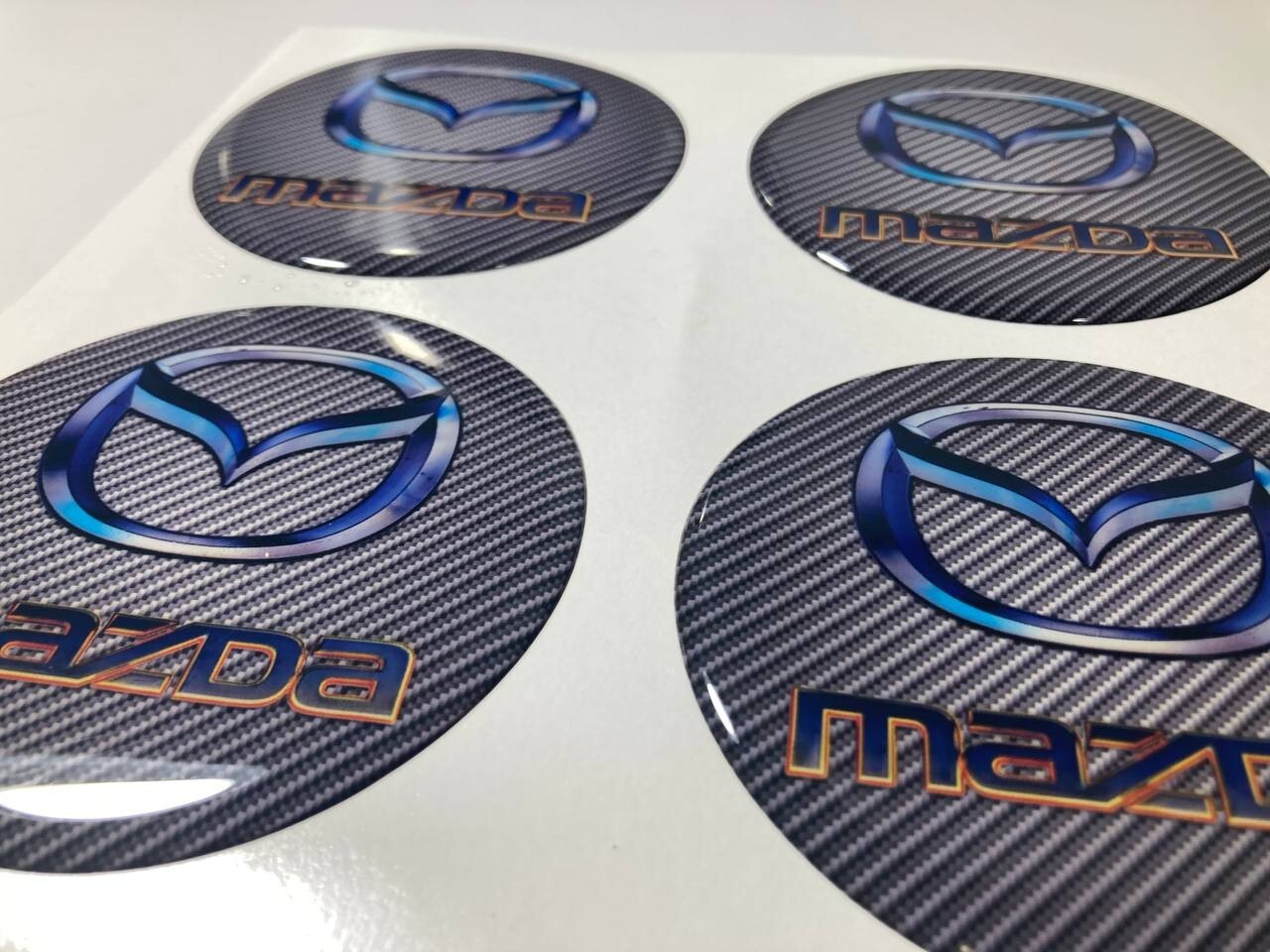 4 x Mazda silicone emblem sticker for hubcaps hub cap epoxy resin logo