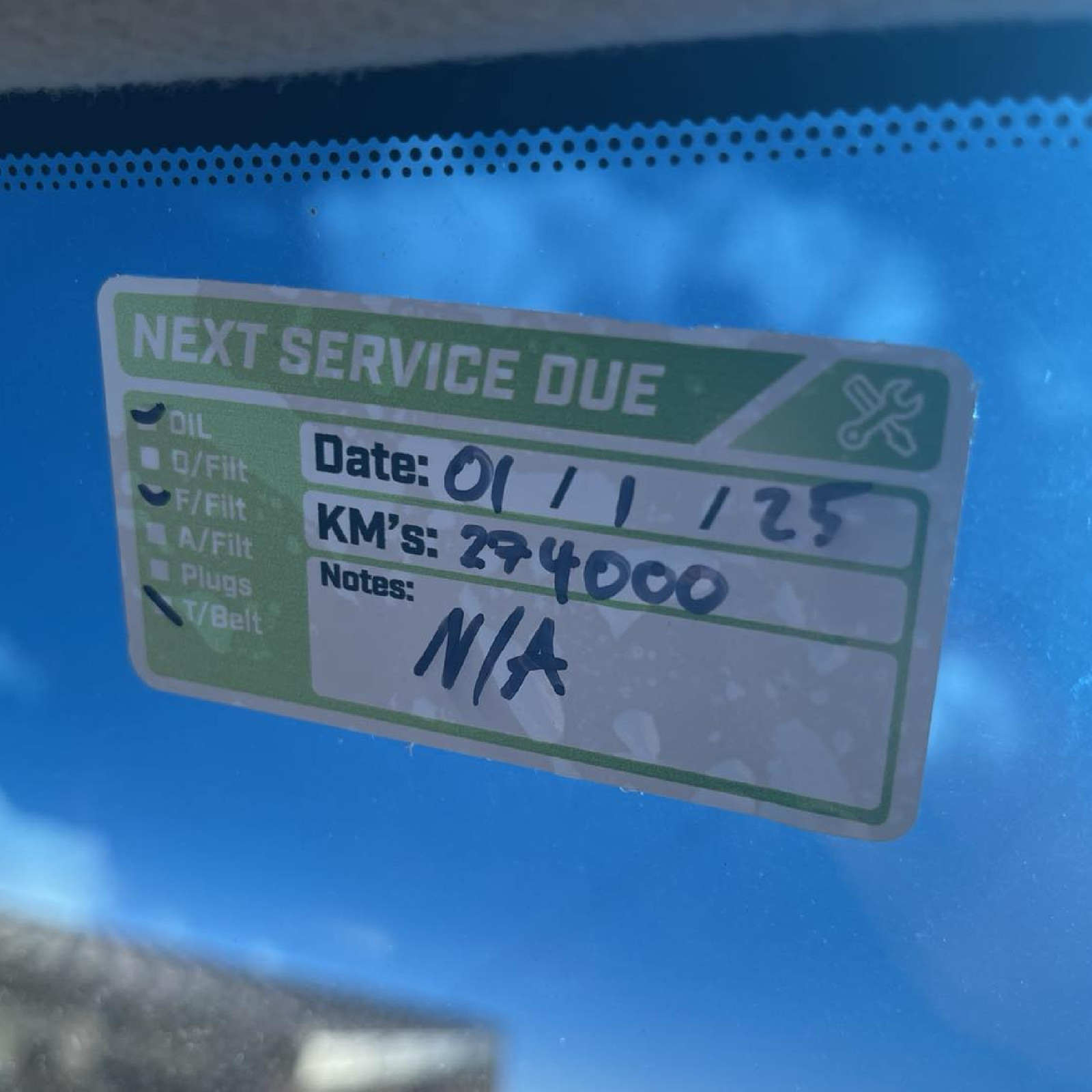 100 x Next Service Due Label Sticker 75x40mm – Printed Decal Car Boat 4×4