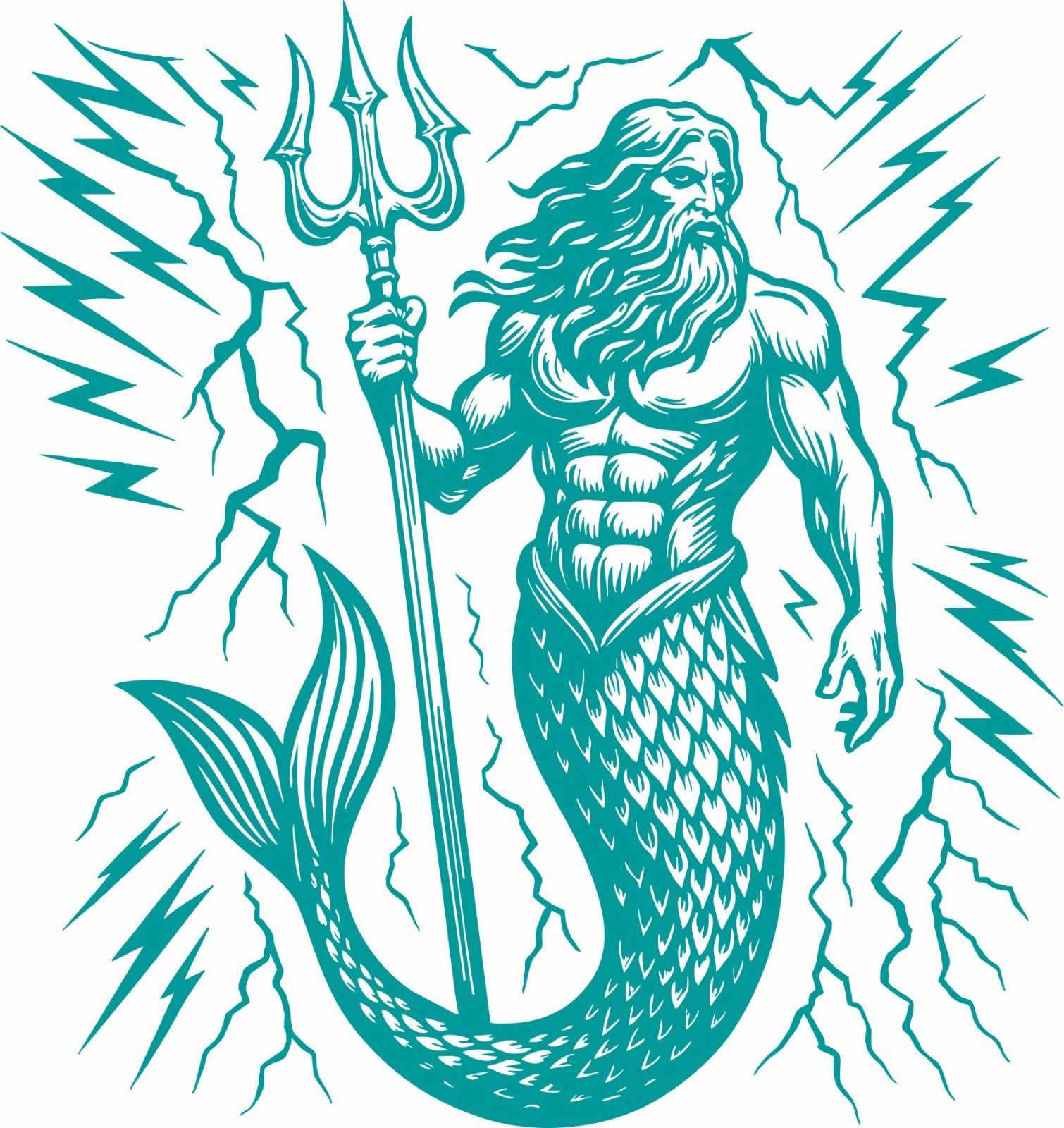 Poseidon Mermaid Aqua Man King Neptune Lighting Fantasy Vinyl Decal Sticker
