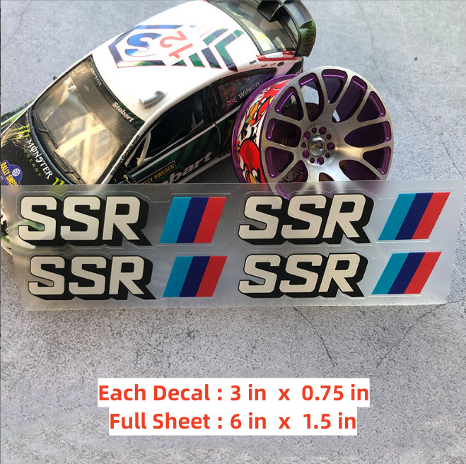4 Pcs SSR Type C Racing Wheel Rim Auto Car Decals Stickers Universal Reflective