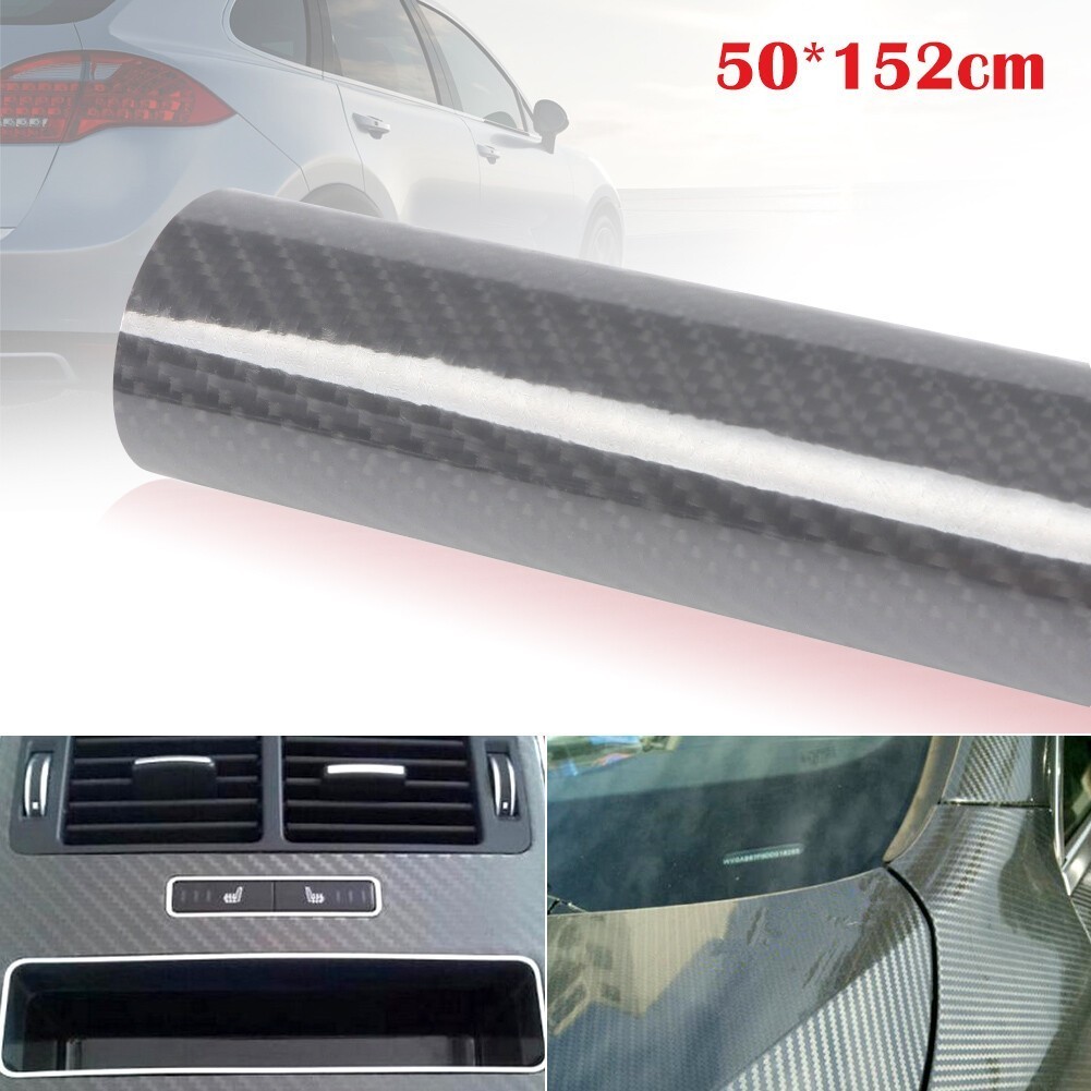 50*152cm Car Styling Sticker High Glossy 6D Carbon Fiber Vinyl Wrap Film Decal