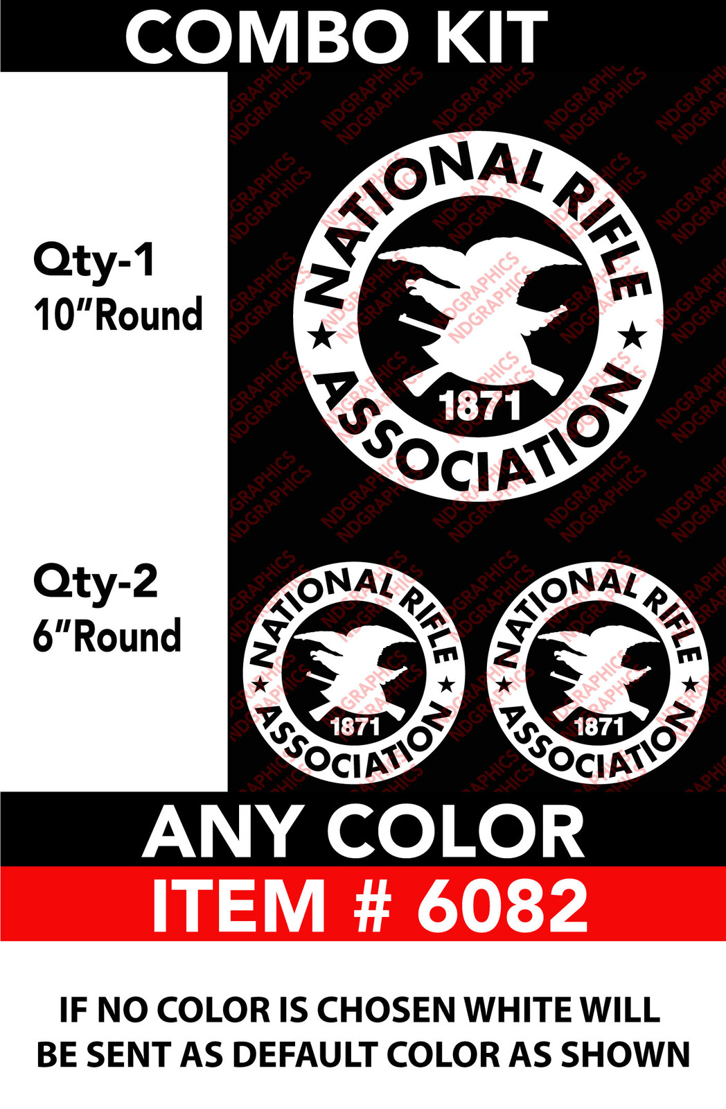 “NRA” QTY-3 COMBOKIT DECAL STICKER 10″ & 6″ (6082)