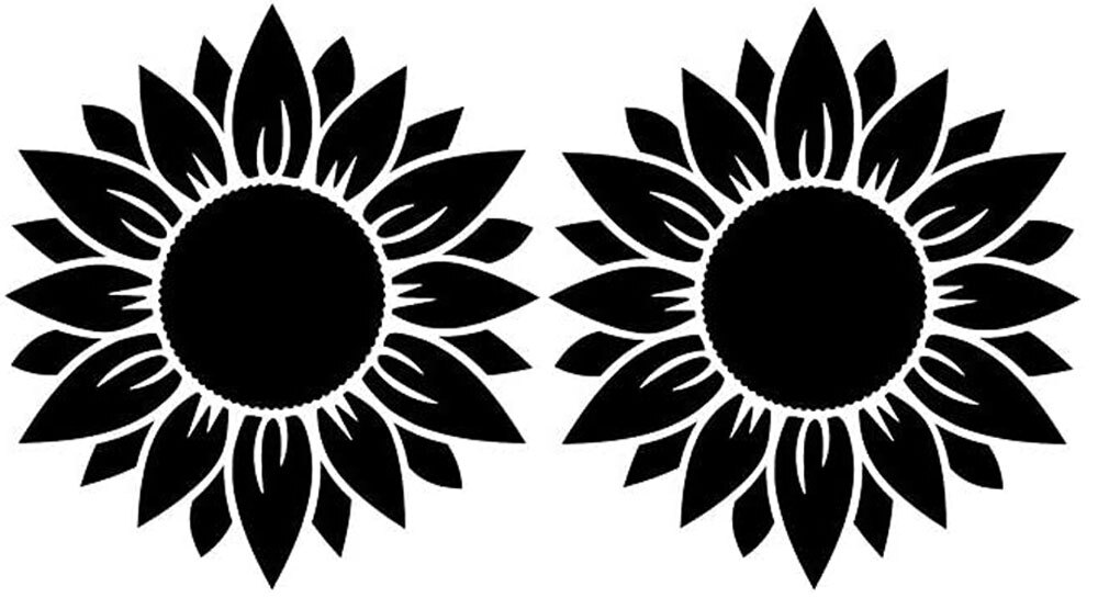 Sunflower – TWO Pack – 4″ Light Orange, Black or White Vinyl decal Window Laptop