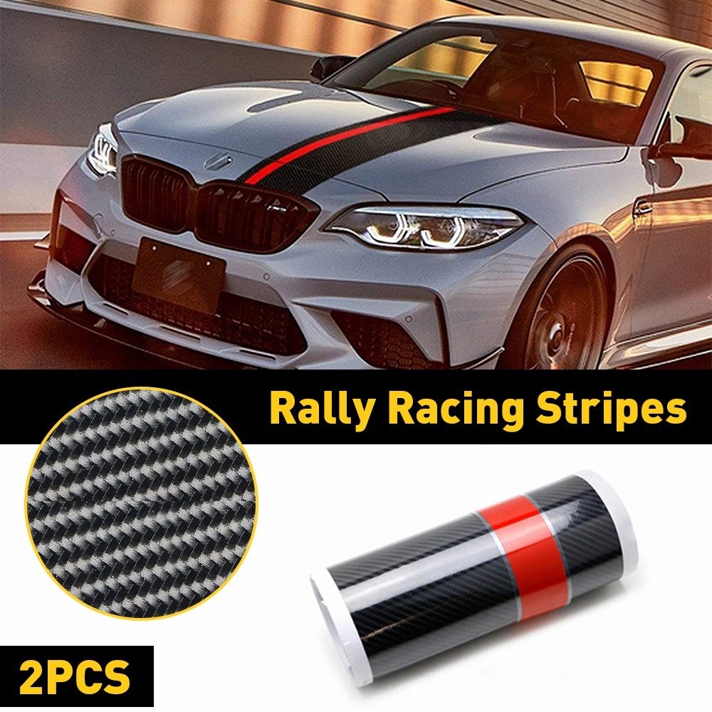 5D Carbon Fiber Car Hood Racing Sticker Stripe Decal For BMW Performance B