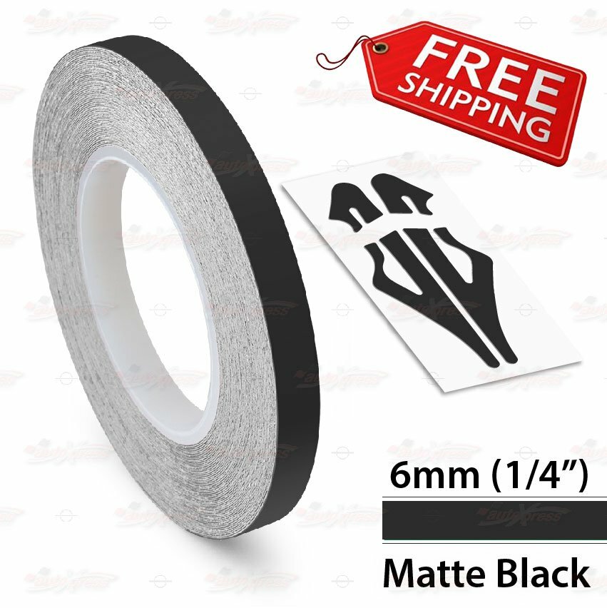 MATTE BLACK 6mm 1/4″ Roll PIN STRIPE Car Striping Line TAPE Decal Vinyl Sticker