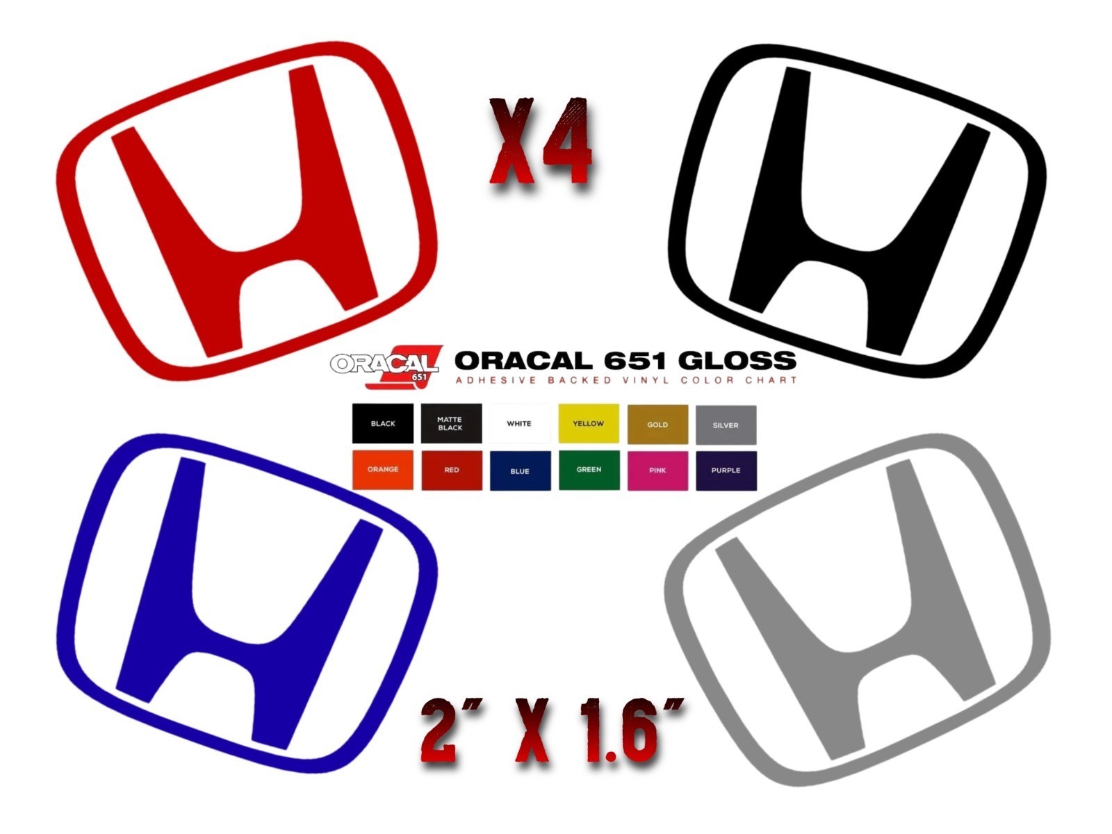 (4) Logo Sticker Wheel Center Caps Decal For Honda CIVIC ACCORD CRV Vtec Si