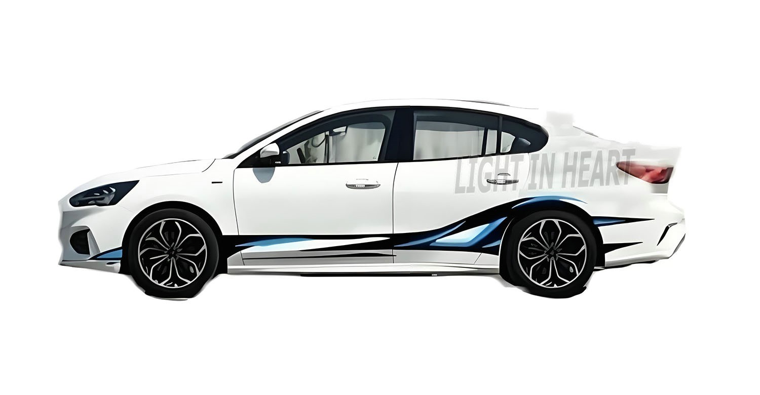 Fit For Ford Focus Graphics Flame Sticker Distorted Stripe Car Side Vinyl Decals