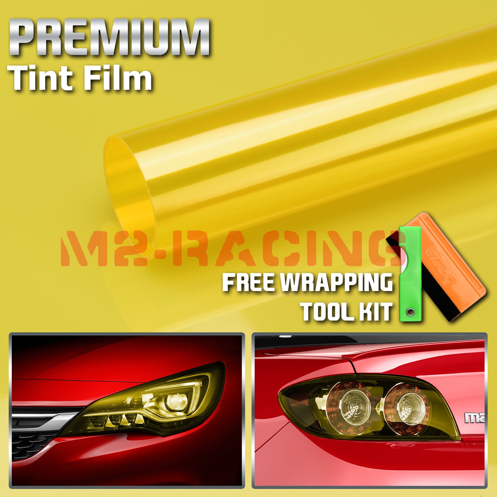 Gloss Golden Yellow Headlight Taillight Auto Protective Lights Tint Film Vinyl