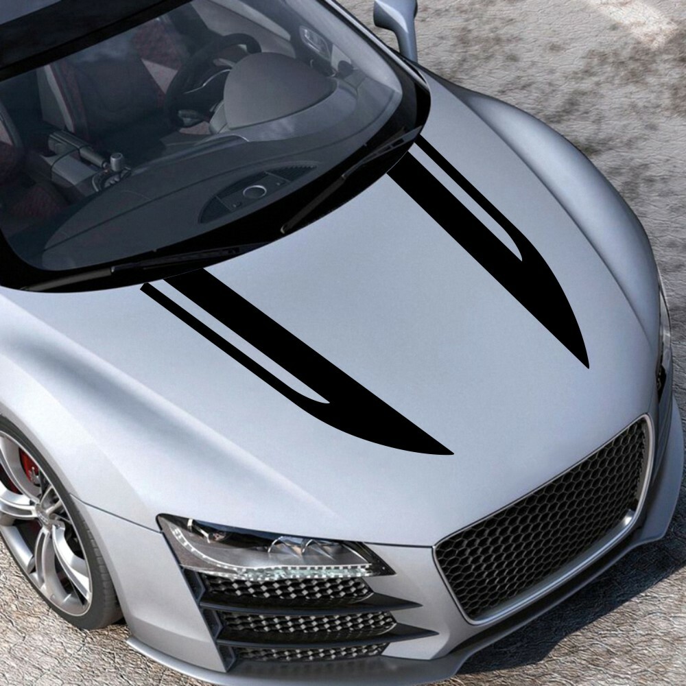 2pcs Long Stripes Stickers Vinyl Decals Graphics Racing Car Bonnet Body Decor