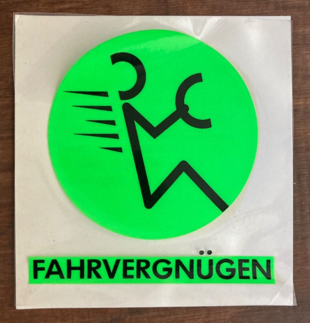 Volkswagen Fahrvergnugen Vinyl Decal Advertising Day-Glo Green NOS