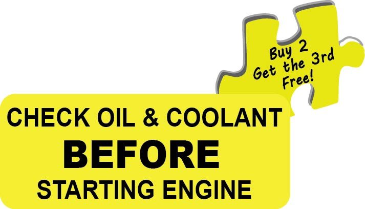 Check Oil, Coolant Before Starting Engine Safety Decal Sticker p13-14-15
