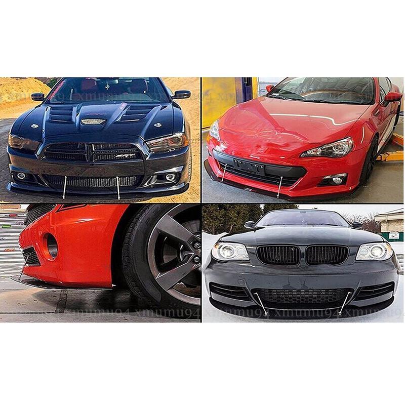 Adjustable Red Car Front Bumper Lip Splitter Strut Rod Tie Support Bars Spoiler