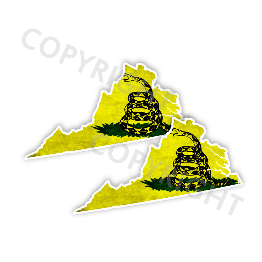 Dont Tread on Me Decal State Virginia window vinyl sticker Various Size Distress