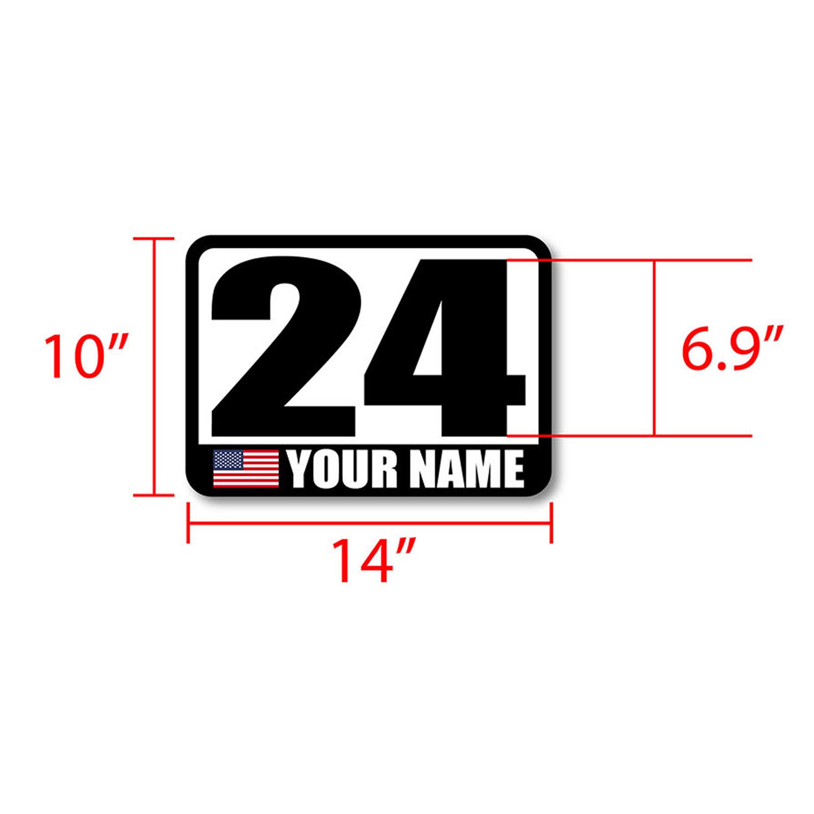 2x Car Door Number Name US Flag Stickers 10″ x 14″ Vinyl Decal Racing Track Day
