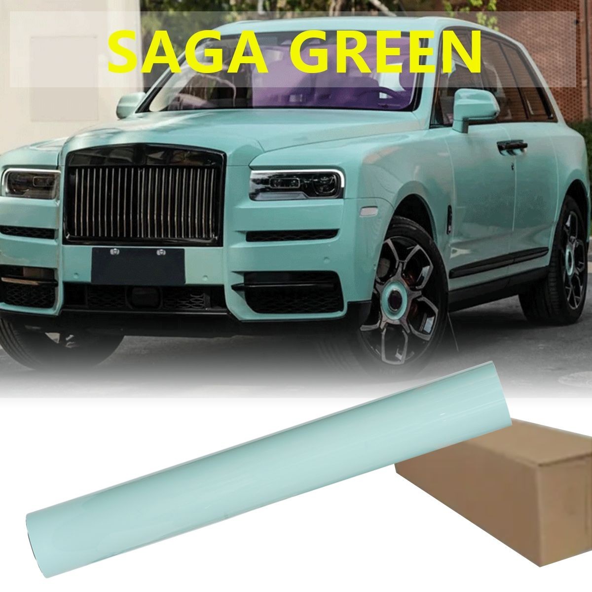 5FTx50FT PET Gloss Sage Green Vinyl Wrap US Stock Car Wrap Air Release