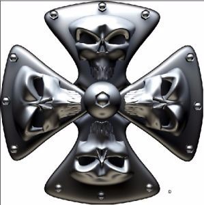 Skull maltese cross vinyl graphic decal