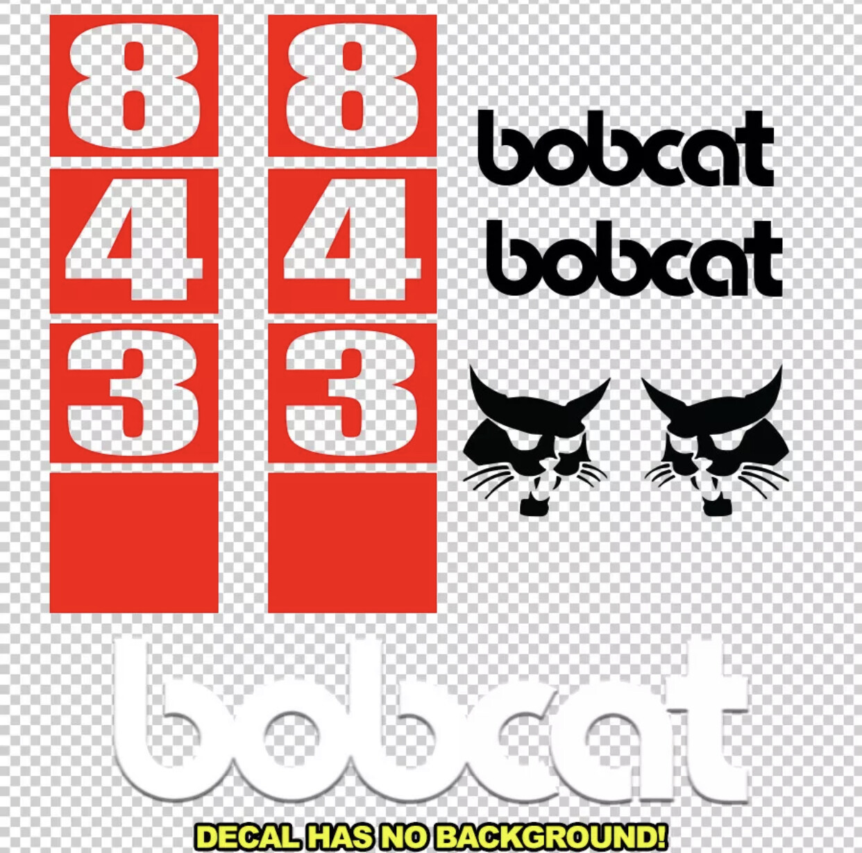 Bobcat 843 Skid Steer Set Vinyl Decal Sticker – Aftermarket
