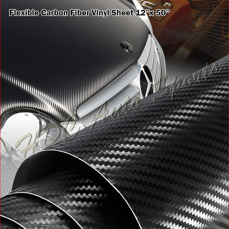 12″x50″ Black 3D Texture Carbon Fiber Vinyl Wrap Sheet Sticker Decal Roll Film