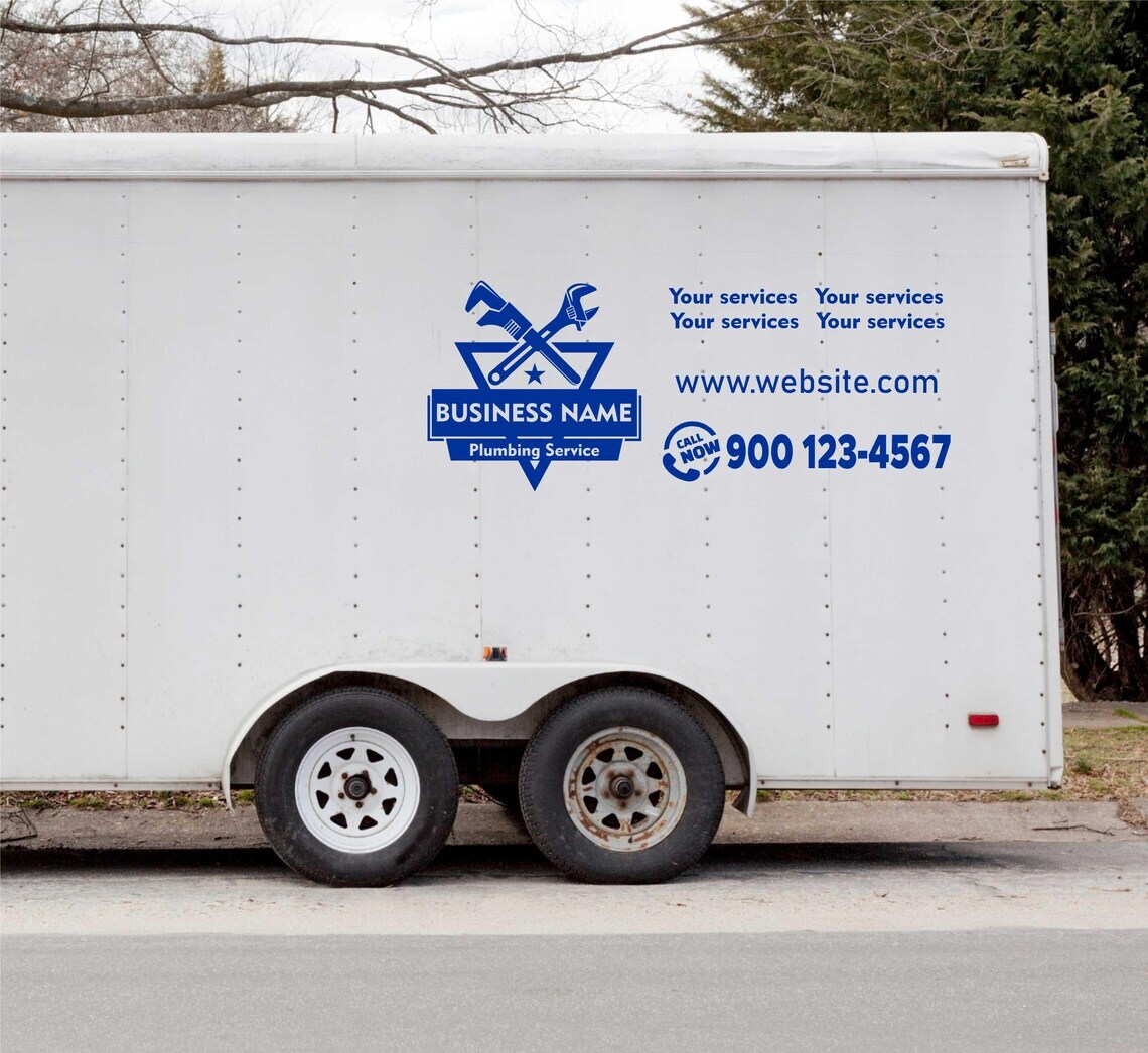 2pcs Custom Plumbing Van Decals Business, Commercial Signs for Vehicles, Trailer