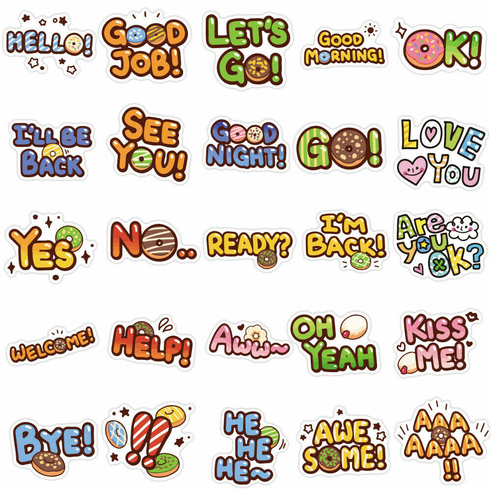 50pcs Tumblr Emoji Letters Expression Party Stickers Skateboard Luggage Laptop