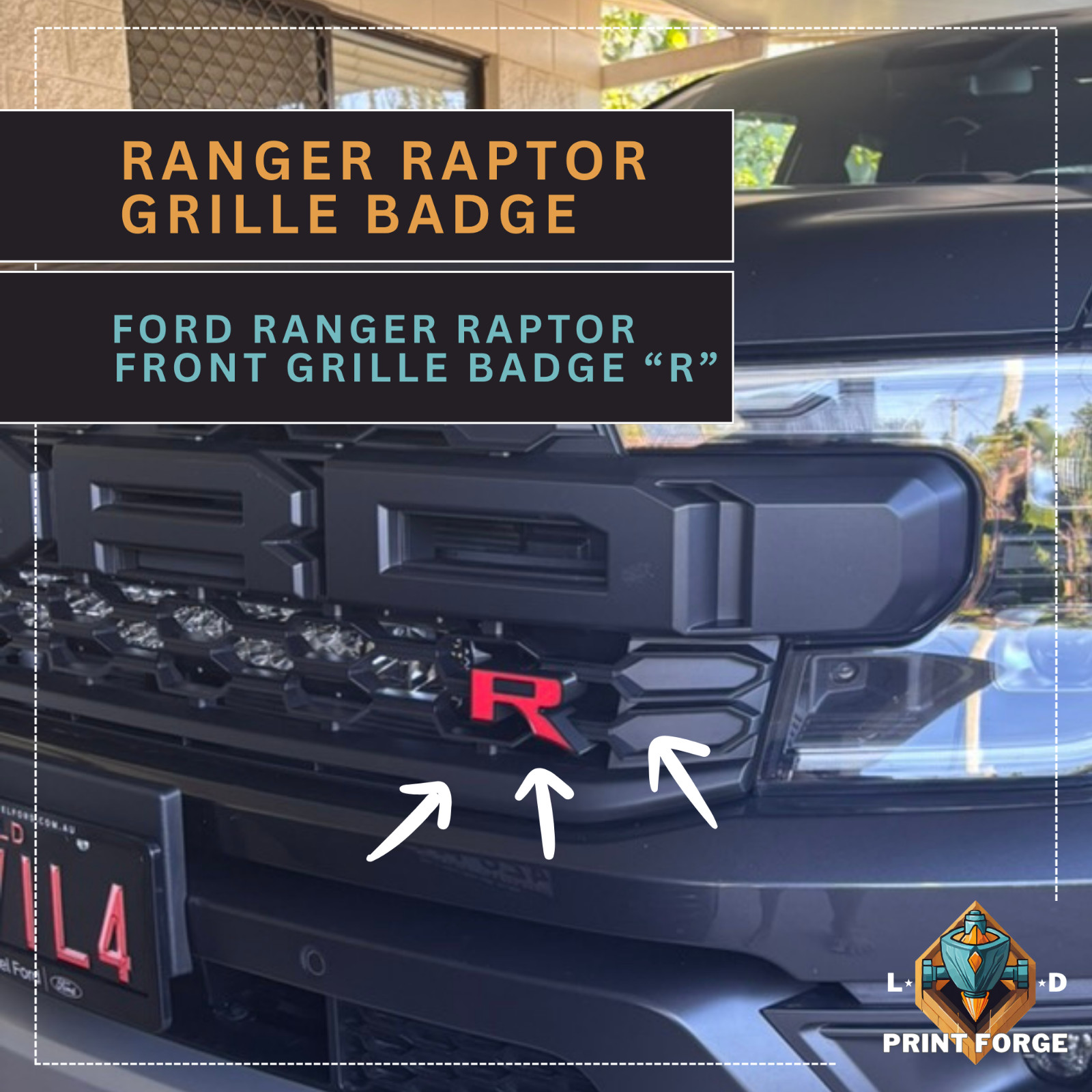 Ford Ranger Raptor Grille Badge | Next-Gen Ranger Raptor Front Emblem |