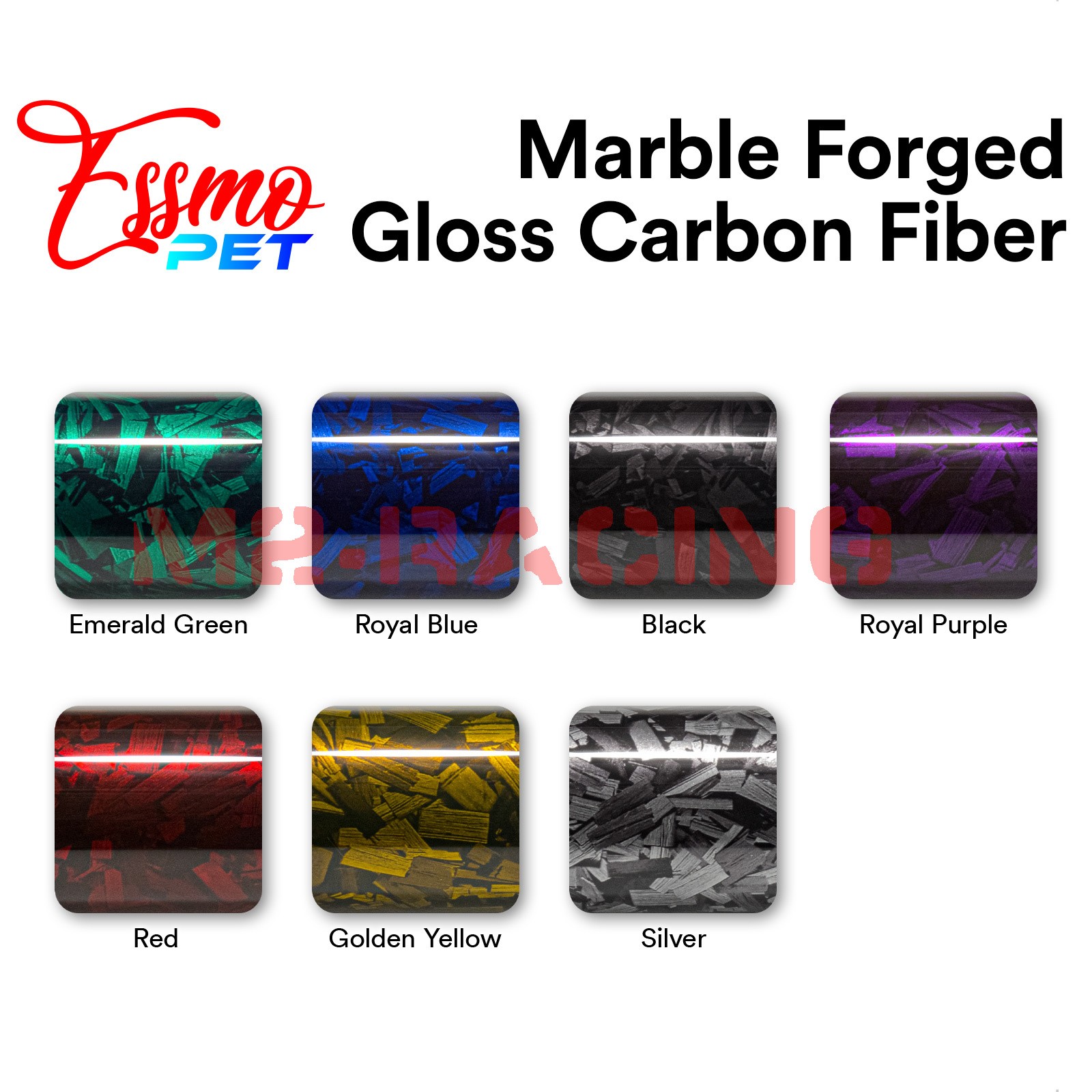 ESSMO PET Marble Forged Gloss Carbon Fiber Vehicle Vinyl Wrap Decal Sticker Film