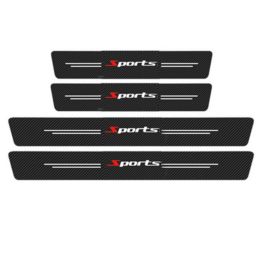 5Pcs Carbon Fiber Protector Film Anti-Scratch Stickers For Car Door Step Sill