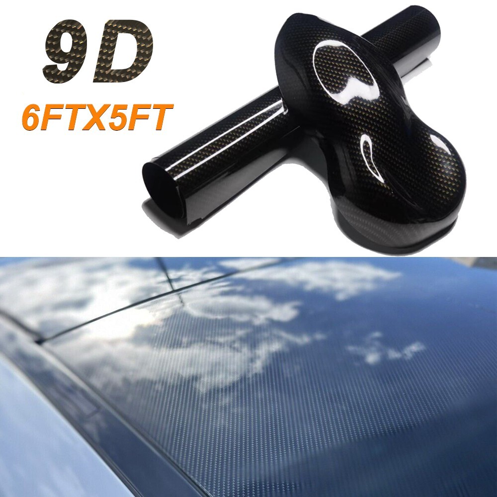 72″x60″ Ultra Gloss 9D Pet Black Carbon Fiber Vinyl Wrap Bubble Free 6ft x 5ft