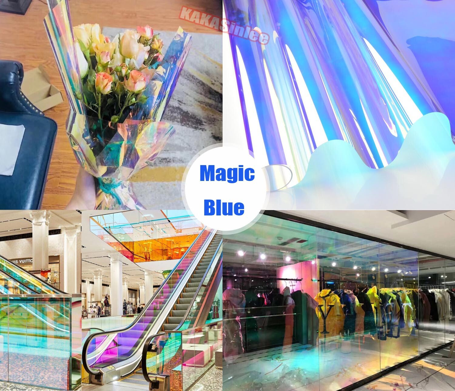 Blue Smooth Chameleon Rainbow Wrap Window Film Glass Sticker Decal Tint PET AX
