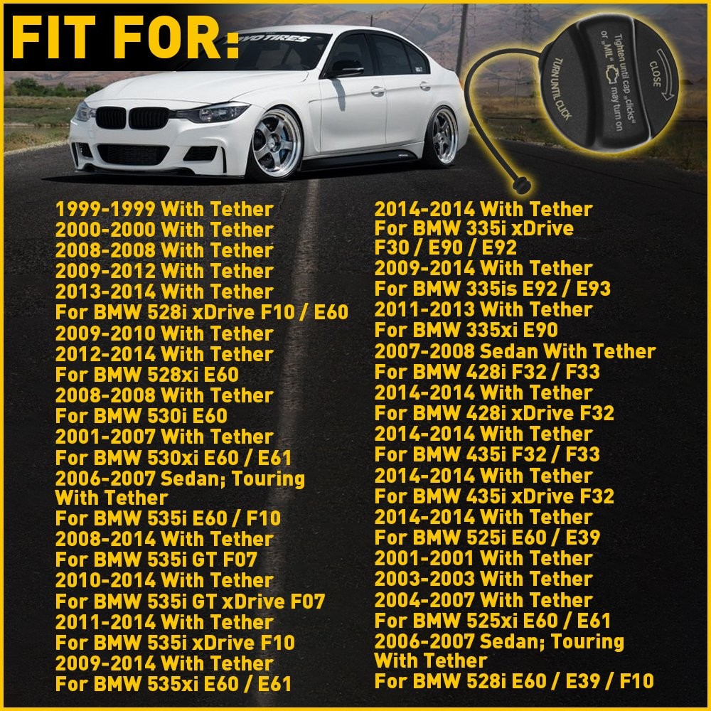1/2Set Fuel Gas Tank Filler Cap Cover For BMW E92 E90 E60 E46 X1 X5 X6 Z4 & Mini