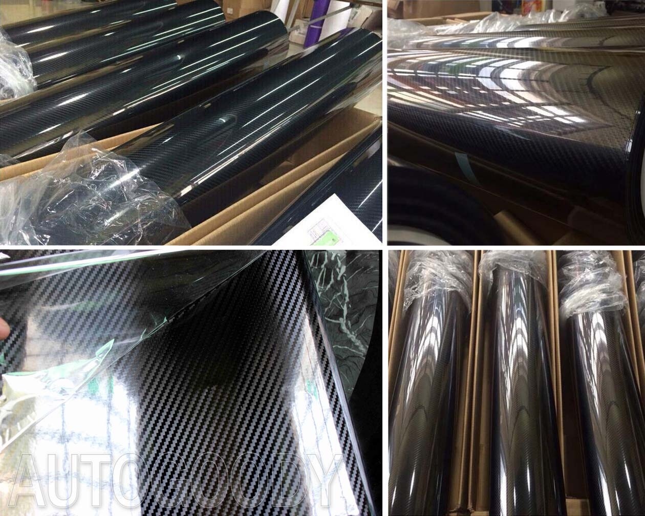 10ft x 1ft HIGH GLOSS 5D Black Carbon Fiber Vinyl Wrap Bubble Free 120″ x 12″ 6D