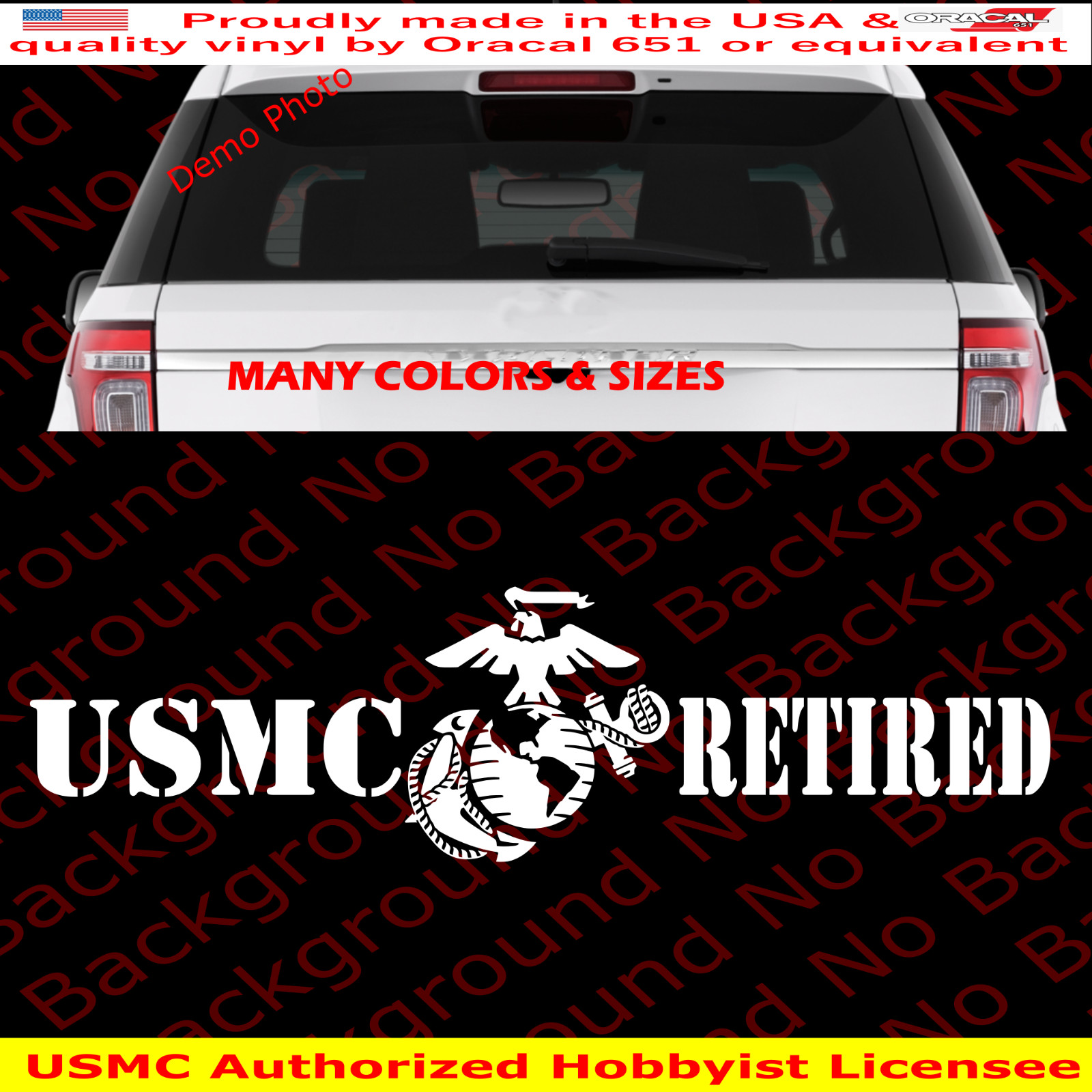 Marines Vinyl Car Decal EGA USMC Retired Eagle Globe Anchor Semper Fi AY052R