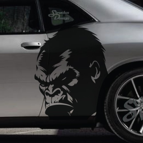 2x Fierce Gorilla Vehicle Graphic Side Decal Hood Car Truck Pickup Angry Side