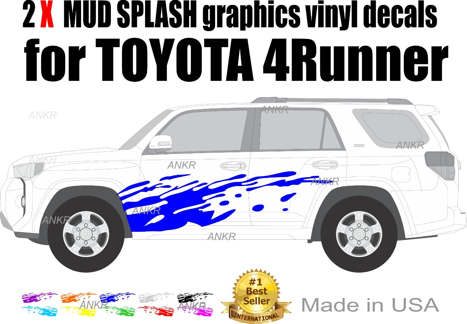 MUD SPLASH Vinyl Decal Graphics – Left & Right Side Set – Fits Trucks, SUVs, Car